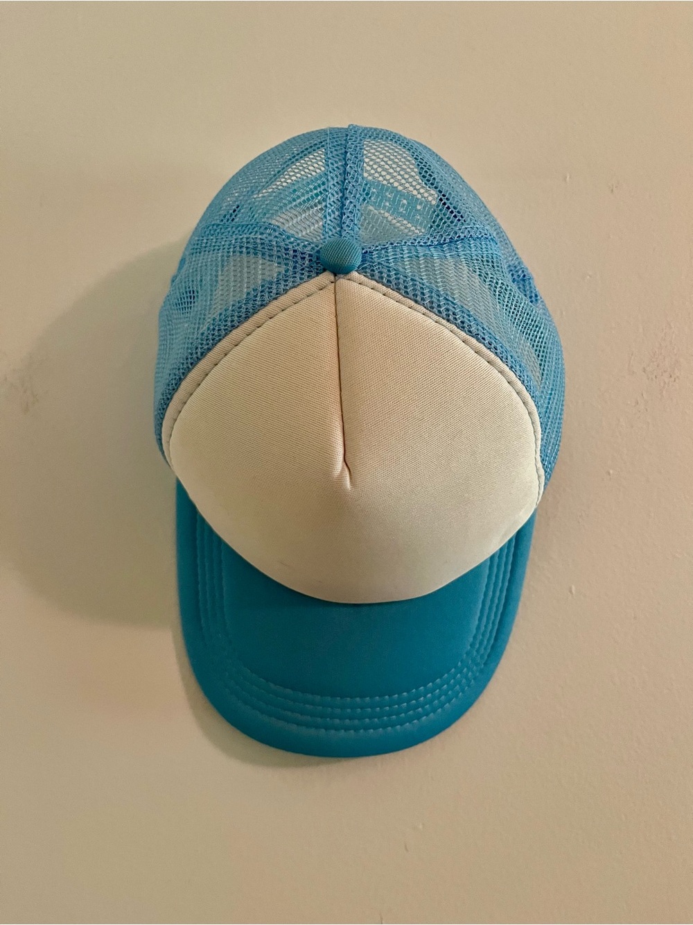 Aqua and Cream Mesh Trucker Hat